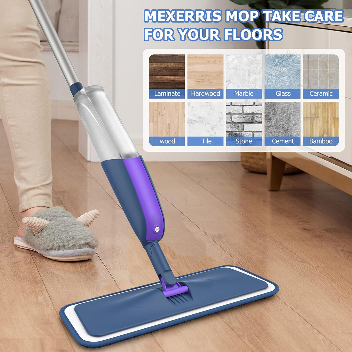 Microfibre Floor Mop with 4 Washable Pads: Spray Mops for Cleaning Floors