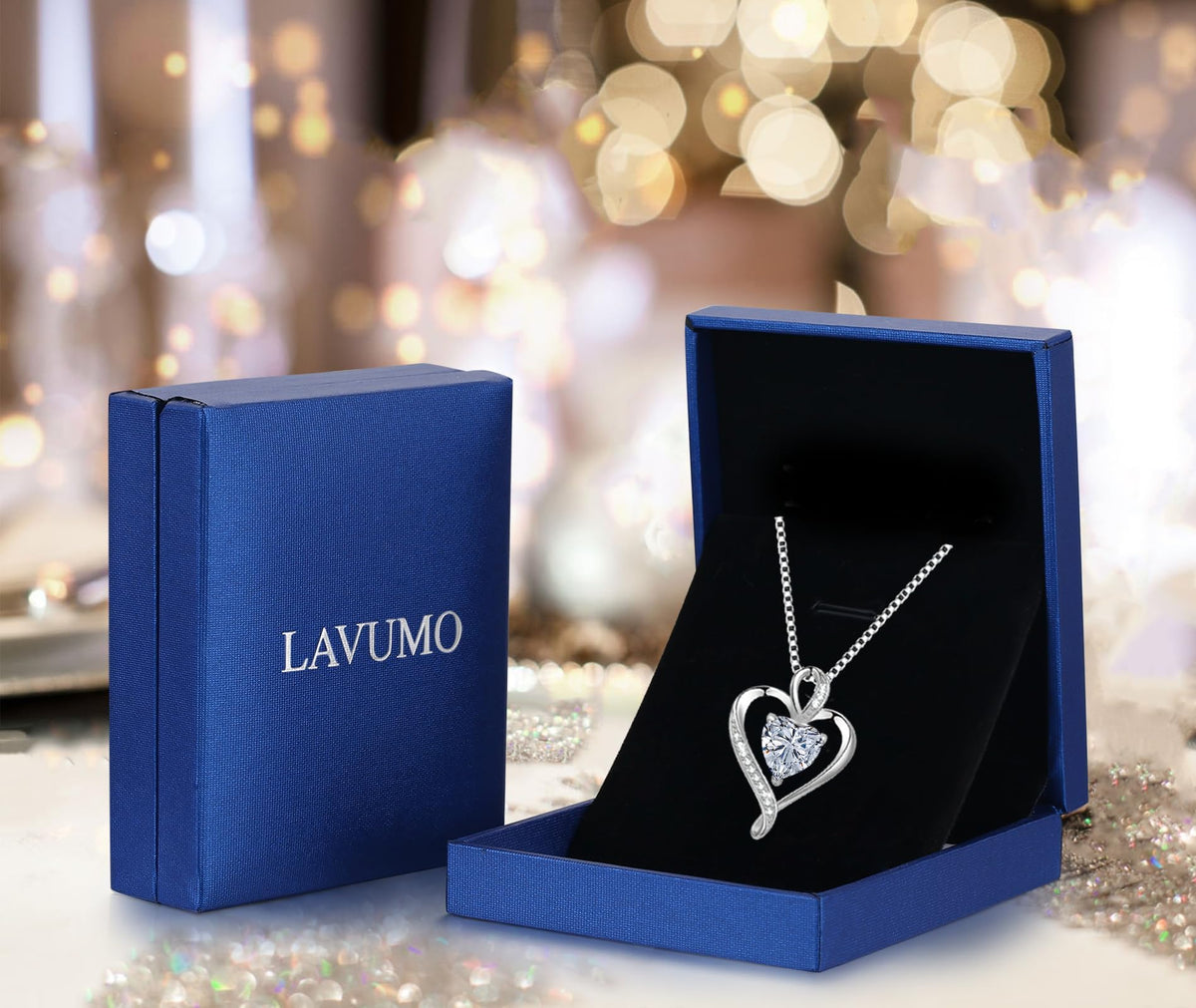 LAVUMO Heart Necklace for Women 925 Sterling Silver Love Pendant Jewellery