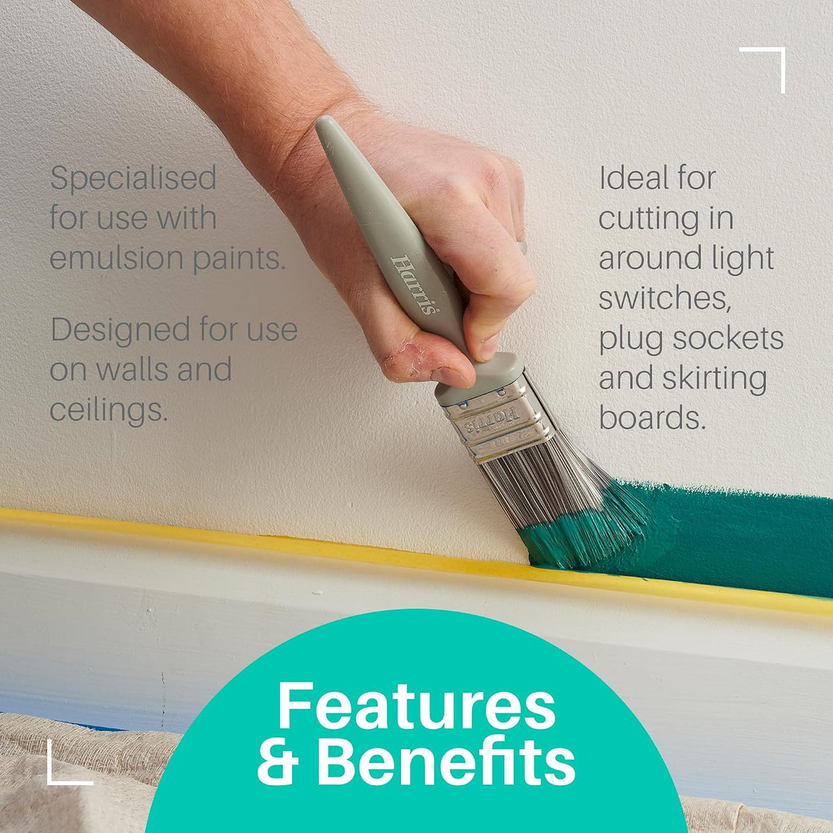 Harris Essentials Walls & Ceilings Paint Brush Set | Pack of 5 | 0.5", 1", 1.5", 2"