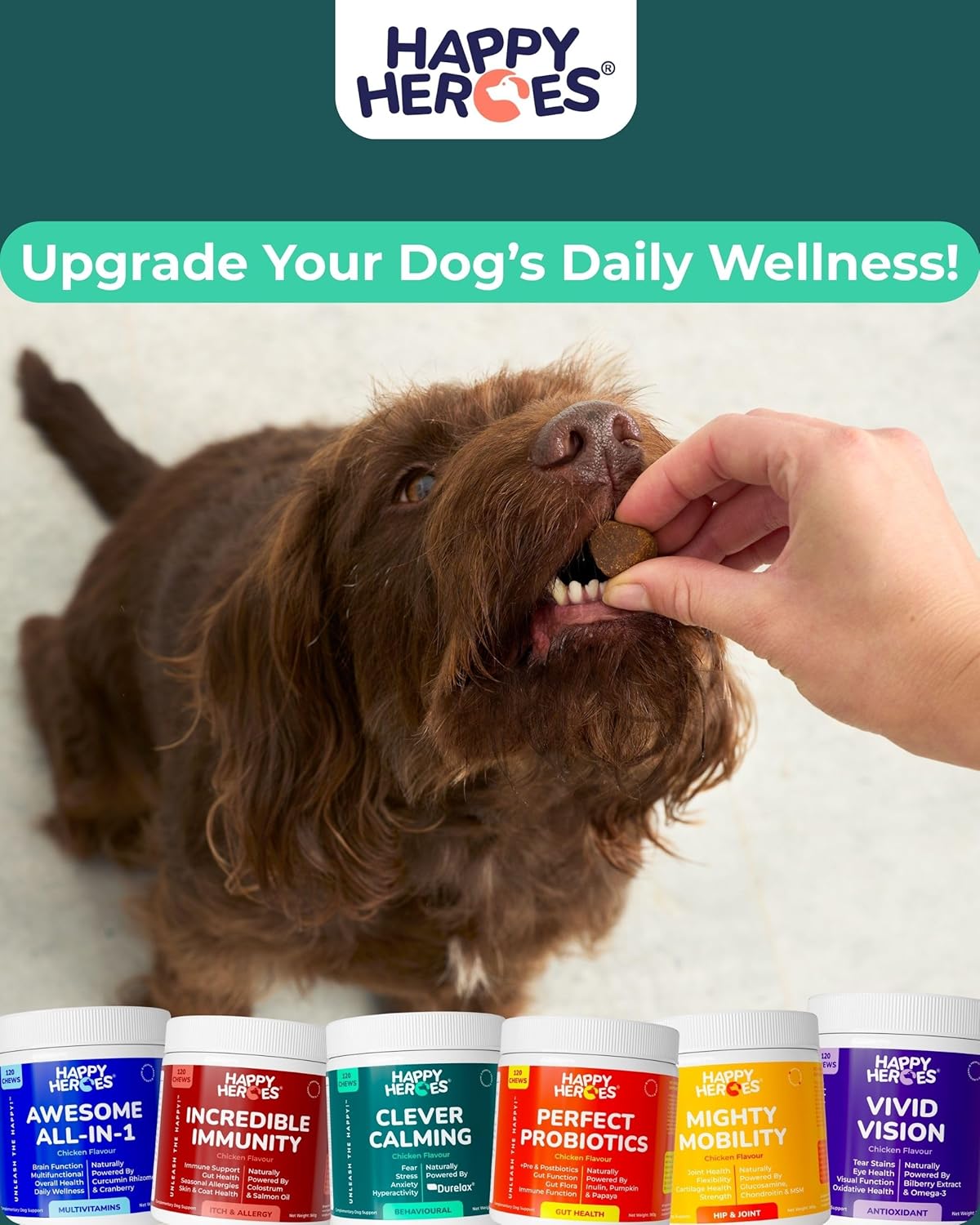 Clever Calming Dog Treats, 100% Natural Supplement, Behavioural Health, Reduces Stress, Fear, Hyperactivity, Aggression, Dog Anxiety Relief & Relaxation, 120 Grain Free Dog Treats