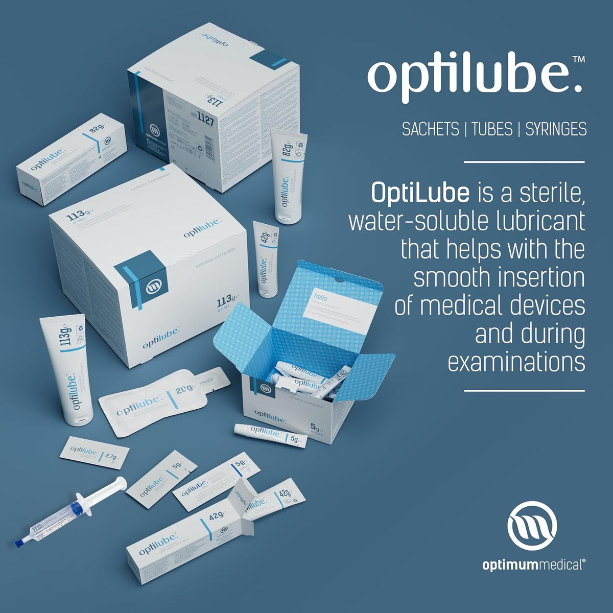 OptiLube Tubes - Sterile Lubricating Jelly for Insertion of Medical Devices in 5g, 42g, 82g, and 113g Tubes, Water Soluble Lubricant with Easy-to-Use Flip Cap (5g x 48)