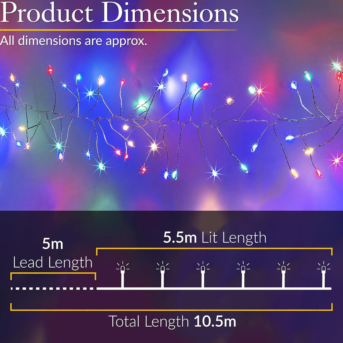 Christow Cluster Light Christmas Door Garland, 800 LEDs, Multi-Coloured