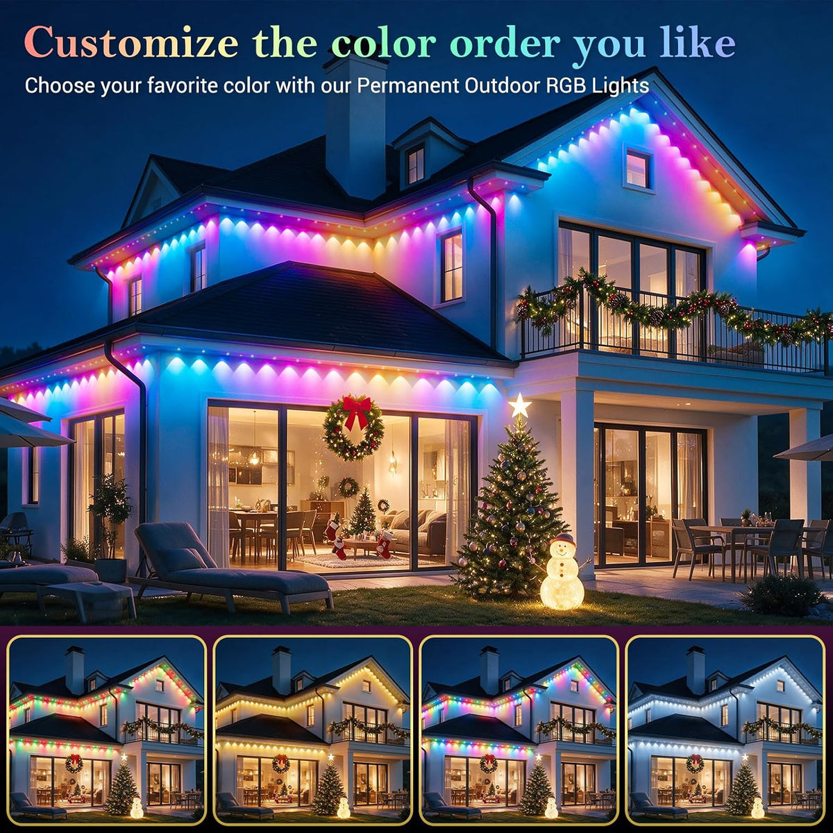Permanent Outdoor Lights 30RGB,15M Smart Xmas Lights,Connectable