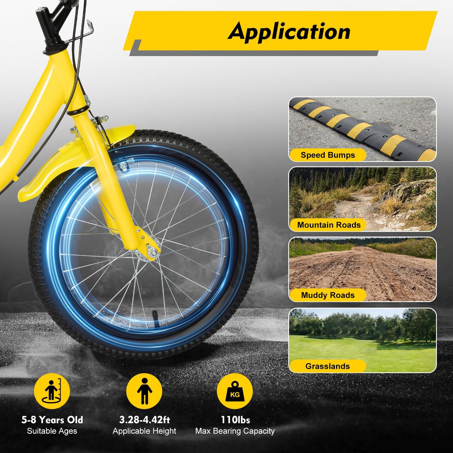 16 Inch Kids Bike with Training Wheels | For Boys & Girls Ages 5-8 | Dual Hand Brakes, Mudguards, Carbon Steel Frame Children's Bicycle