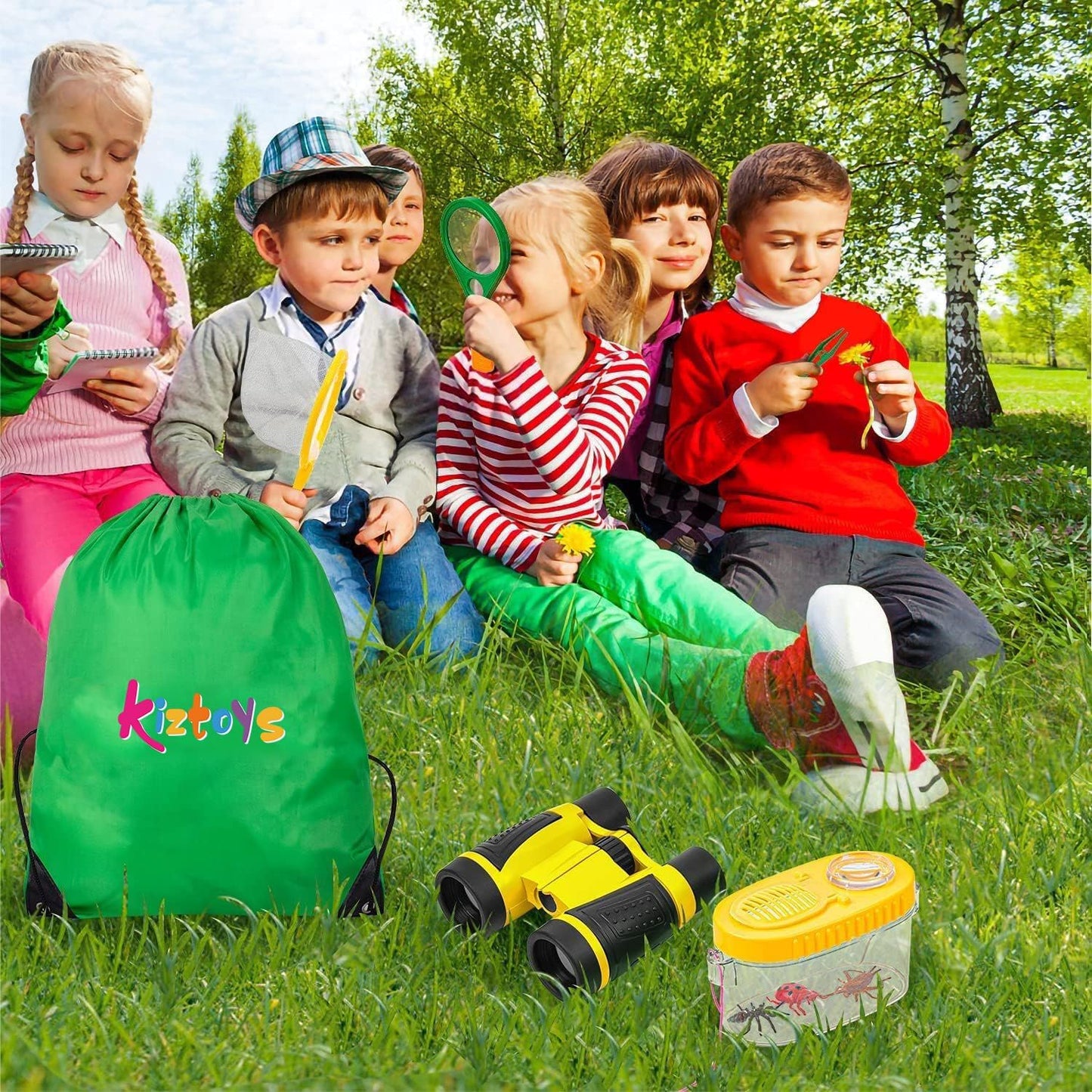 Kizplays Outdoor Explorer Kit Gifts Toys,Kids Binoculars Set,Outdoor Exploration Set,Best for 6+ Year Old Boy and Girl,Kids Adventure Kit,Children Outdoor Educational Kit(22 PCS)