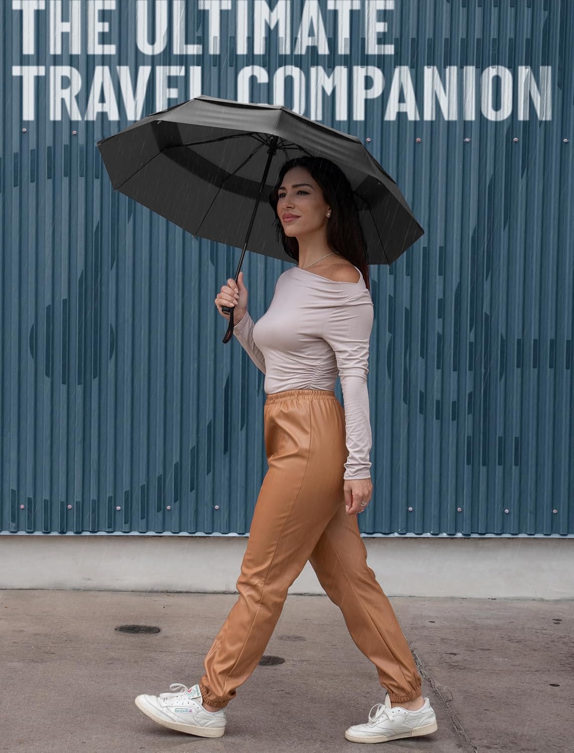 Repel Windproof Travel Umbrella - Compact & Withstands Winds up to 100MPH, Strongest Premium Auto Folding Umbrella for Rain and Sun - Durable, Light & Portable for Women & Men, Fits Backpack & Cars