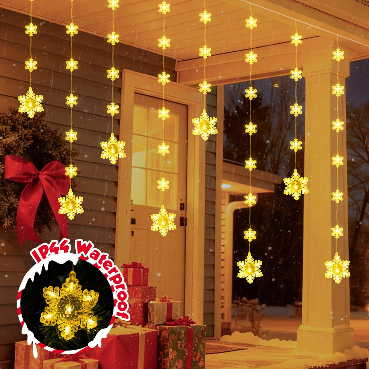 Christmas Star Window Lights, 2M 48 Stars 80 LED Curtain Fairy Lights with Remote, Timer, 8 Modes, Dimmable, USB Powered String Lights for Window, Bedroom, Party, Christmas Decorations