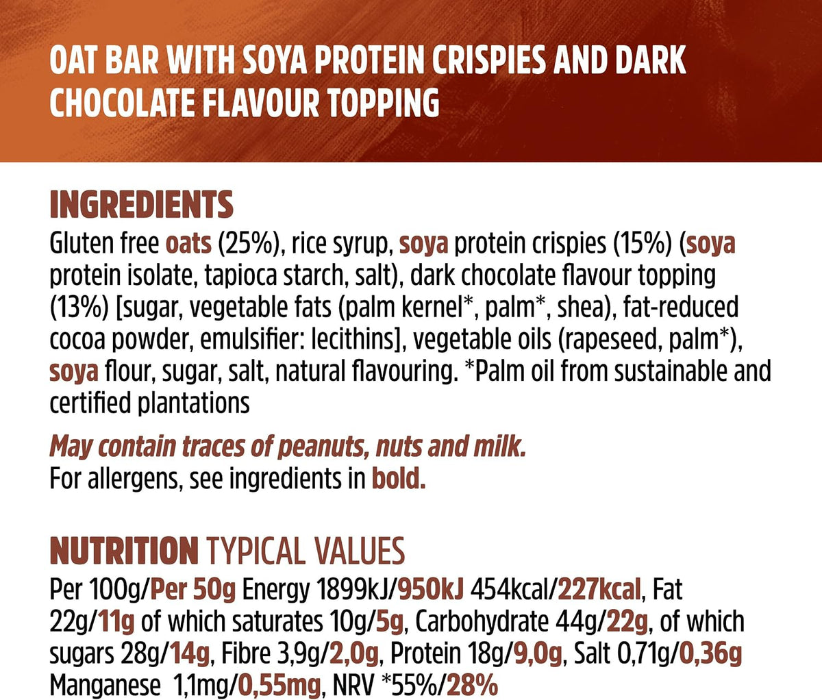 Trek High Protein Flapjack Cocoa Oat, 50 g - Gluten Free Bars – Healthy Snack Bars – Plant Based Protein - Vegan Bars (Pack of 16 Bars) | L0572375-P107199021-M107199013