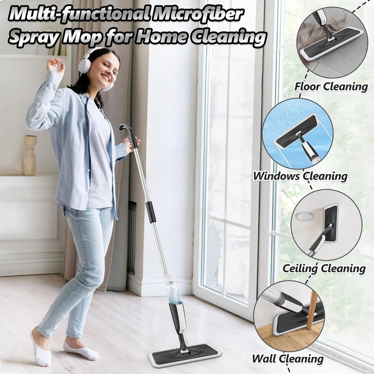 Microfiber Spray Mops for Floors Cleaning - Floor Mop with 4 Reusable Pads