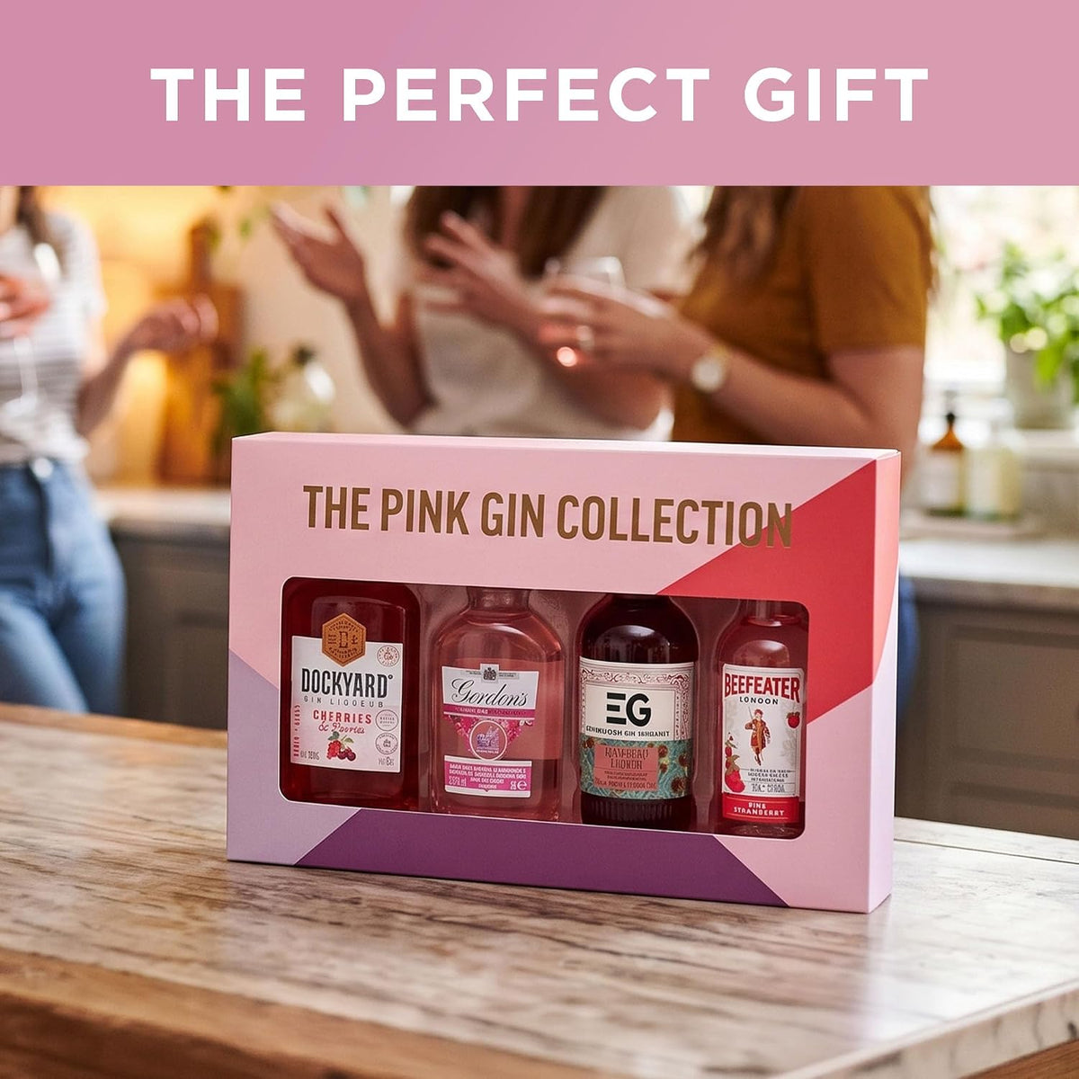 Pink Gin Gift Set, Beefeater, Gordon's, Edinburgh, Dockyard, 4 x 5 cl