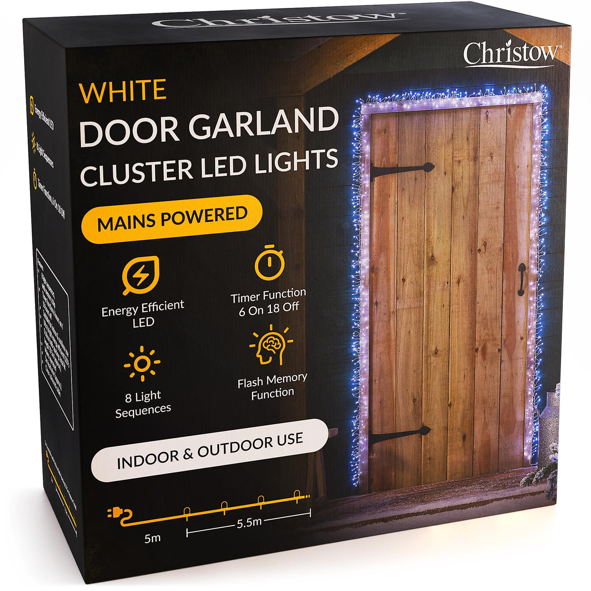 Christow Cluster Light Christmas Door Garland, 800 LEDs, Multi-Coloured