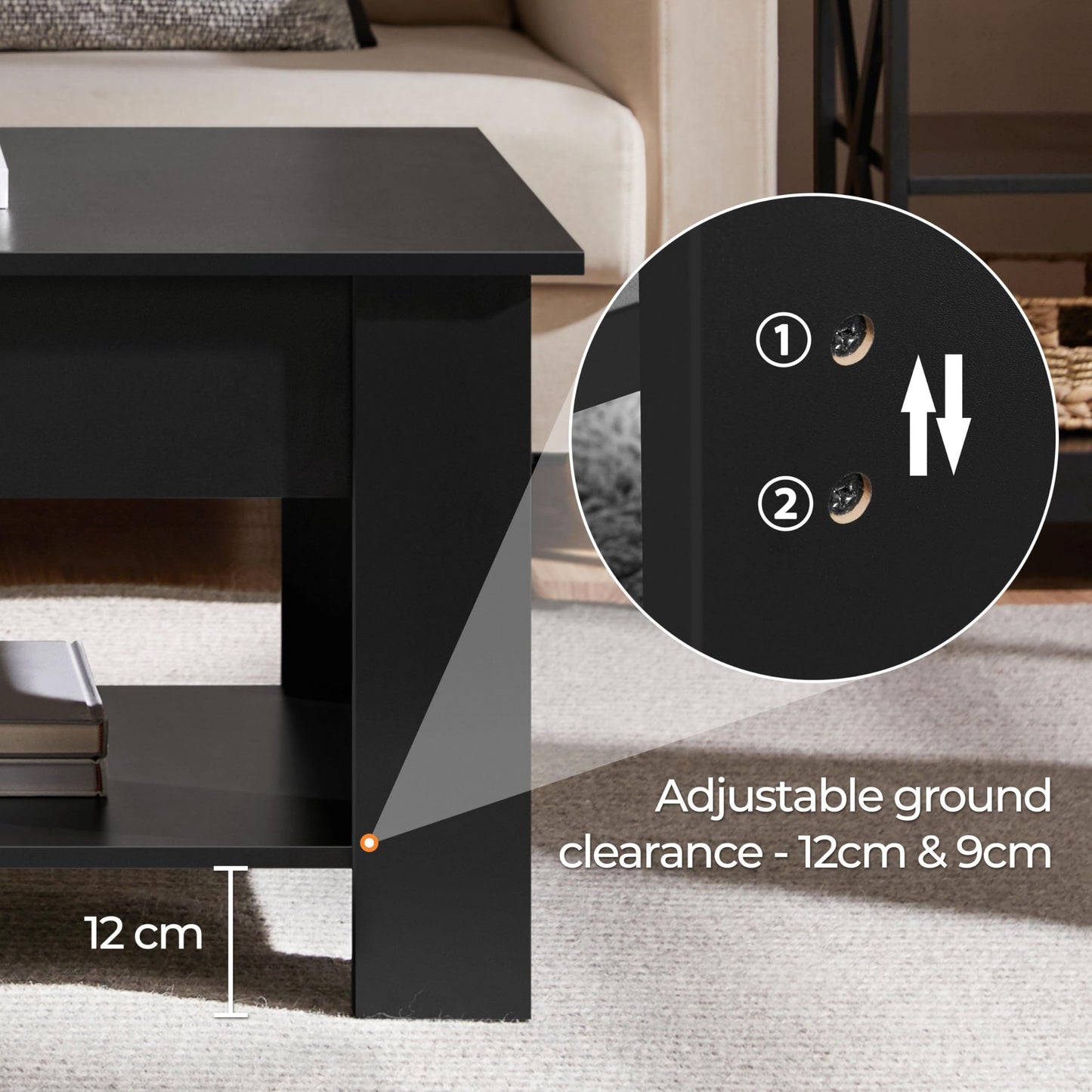 Yaheetech Lift Up Coffee Table, Wooden Lifting Coffee Table with Hidden Storage Drawer and Open Shelf, Space-saving Tea Tables for Living Room/Reception, Espresso