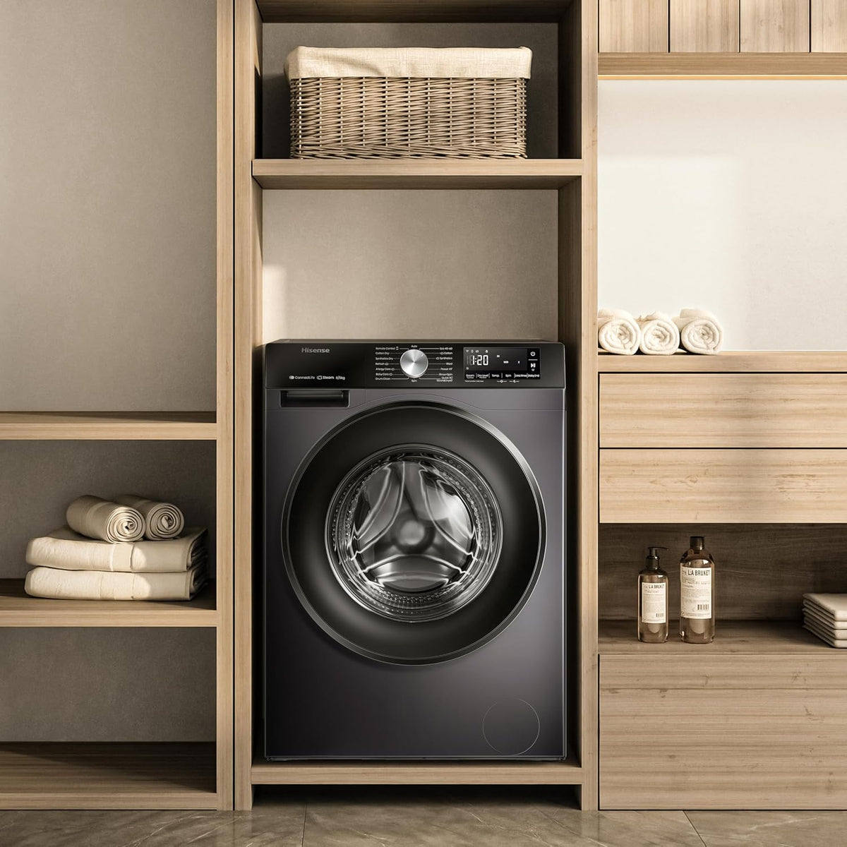 Hisense 3S Series WD3S8043BB3 Wifi Connected 8Kg and 5Kg Washer Dryer with 1400 rpm - Black - A-D Rated