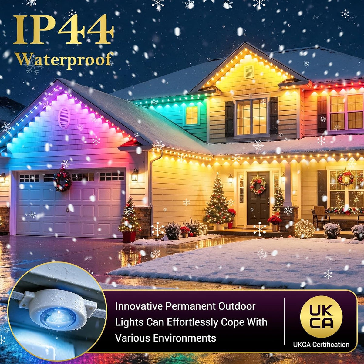 Permanent Outdoor Lights 30RGB,15M Smart Xmas Lights,Connectable
