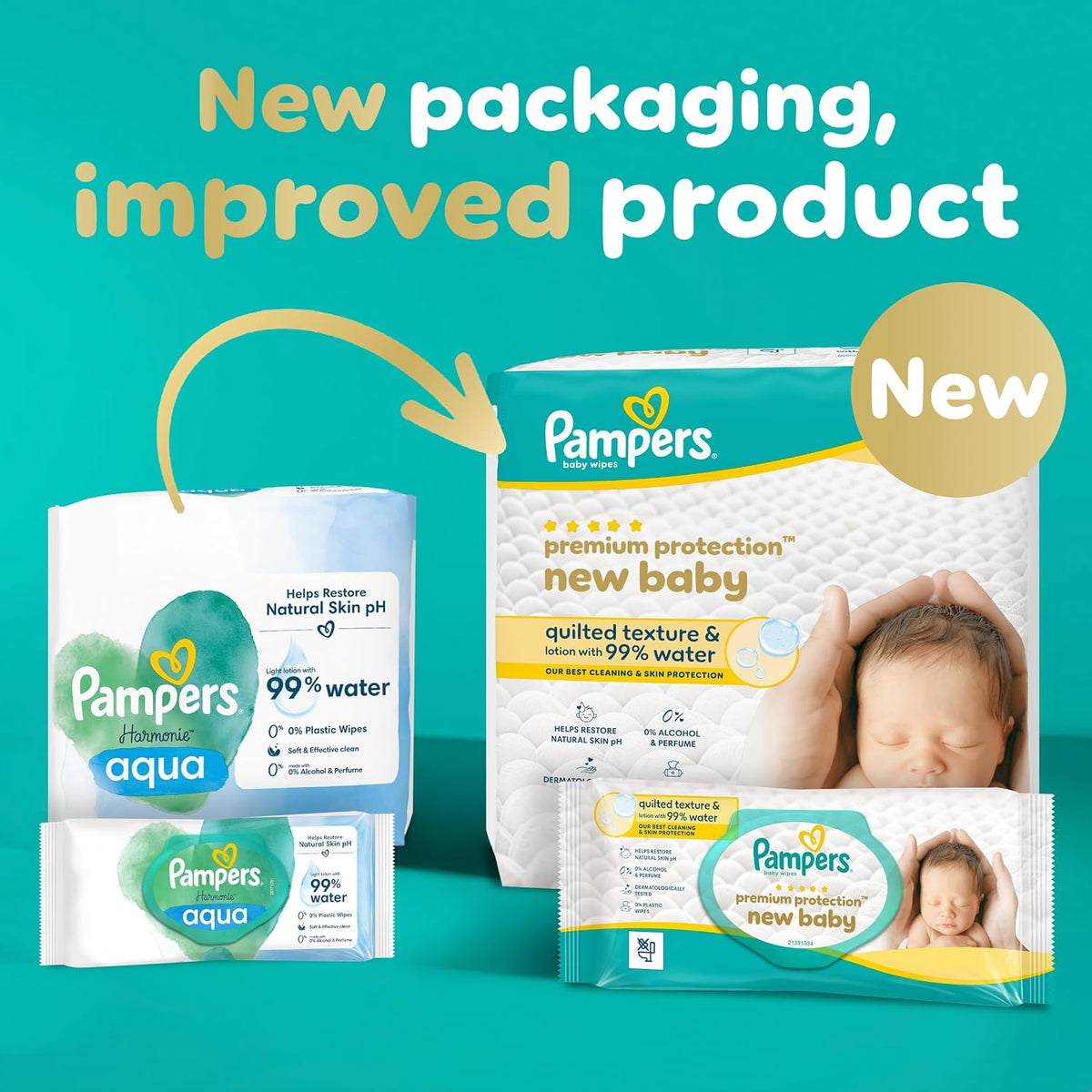 Pampers New Baby Wipes, 180 Count