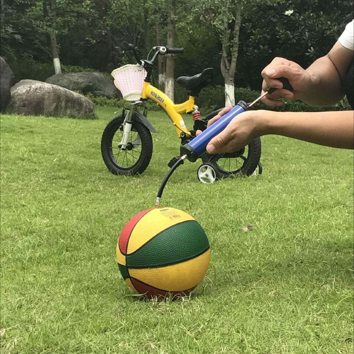 DDUO Portable Ball Pump,Air Pump Inflator Kit with Needle,Nozzle, Extension Hose Hand Pumps for Basketball Football Volleyball Water Polo Rugby Exercise Sports Ball Balloon swimming ring