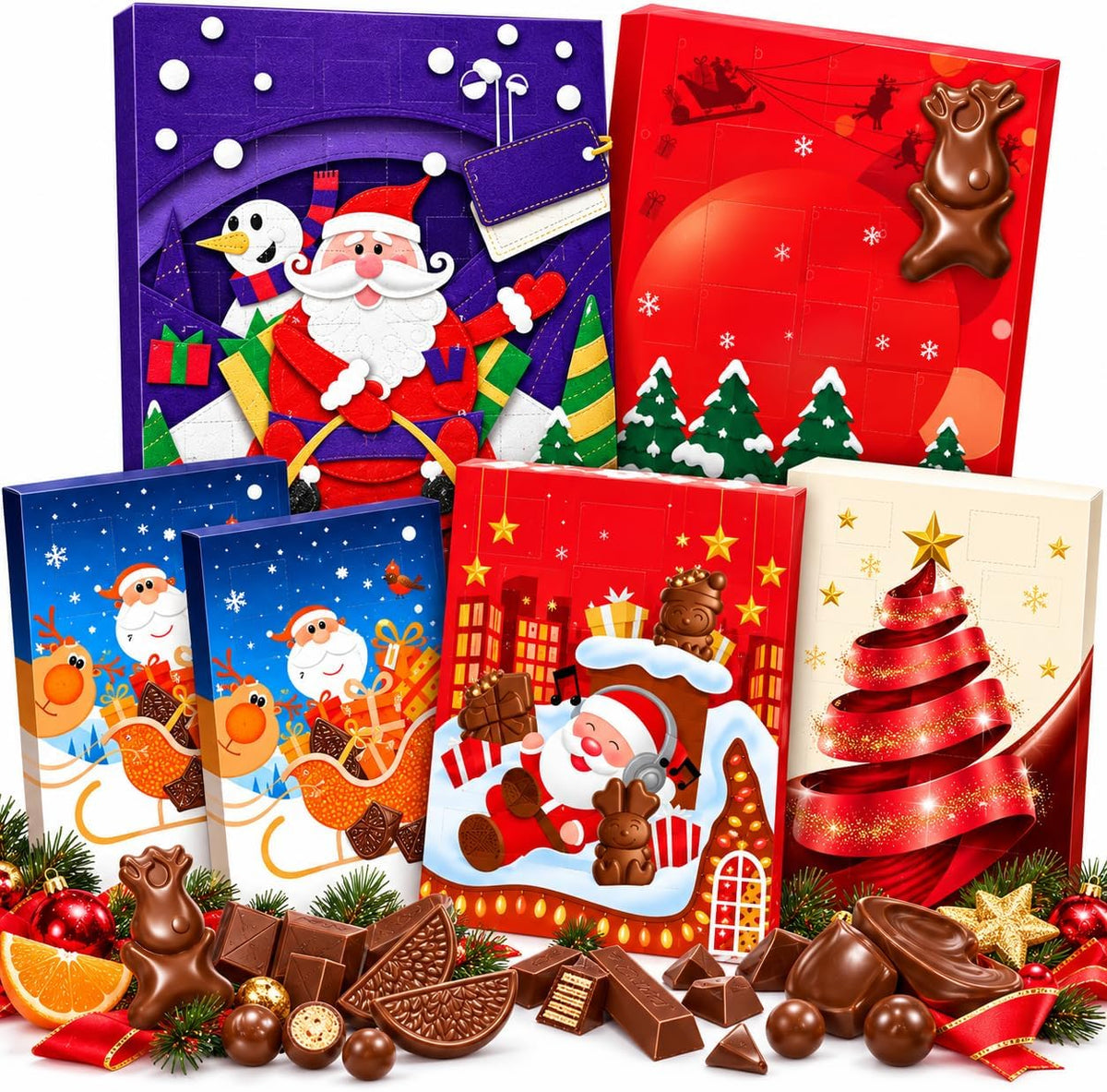 Chocolate Advent Calendar 2026 – 3 Pack Variety Chocolate Advent Calendars & Christmas Activity Pack, Kids Chocolate Advent Countdown, Festive Chocolate Gift for Kids & Adults