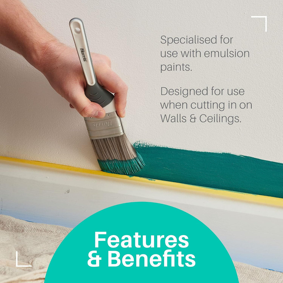 Harris Seriously Good Paintbrush Set, 5 Brush Pack, 1 x 0.5, 1 x 1, 1 x 1.5, 2 x 2 Paint Brushes