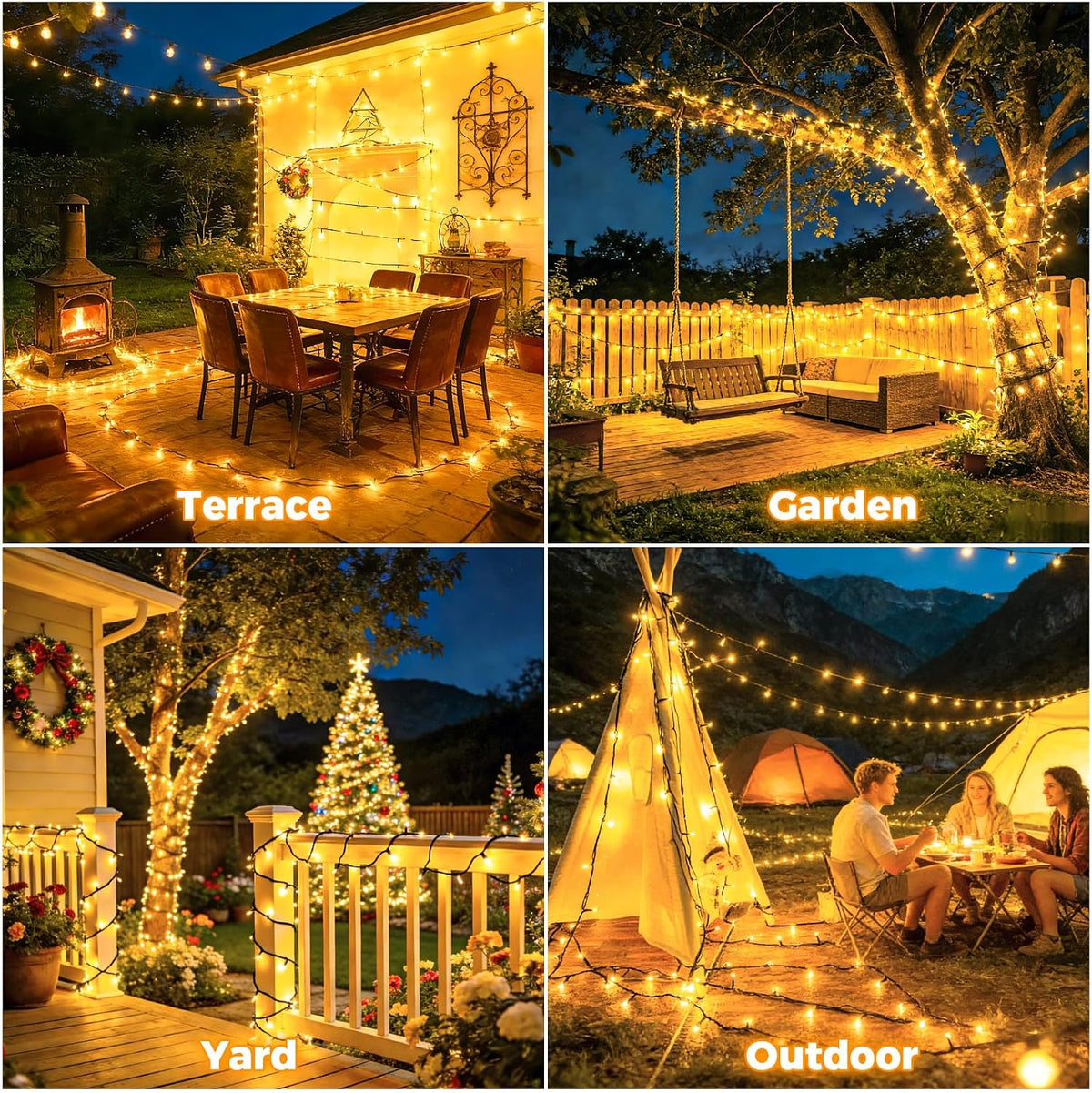 Outdoor Solar Lights Garden, 12M/40FT 120 LED Solar String Lights Waterproof, 8 Modes Solar Powered Fairy Lights for Tree Patio Yard Party Garden Terrace Decorations Warm White