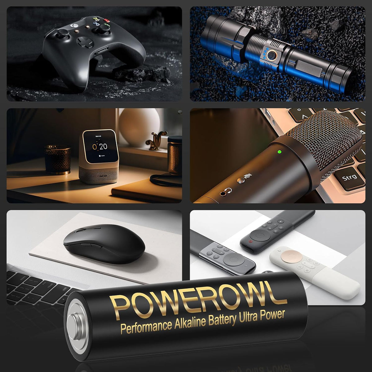 POWEROWL AA Batteries 24 Pack - Alkaline 1.5v - High-Capacity Long Lasting Double A Battery, 10-Year Shelf Life