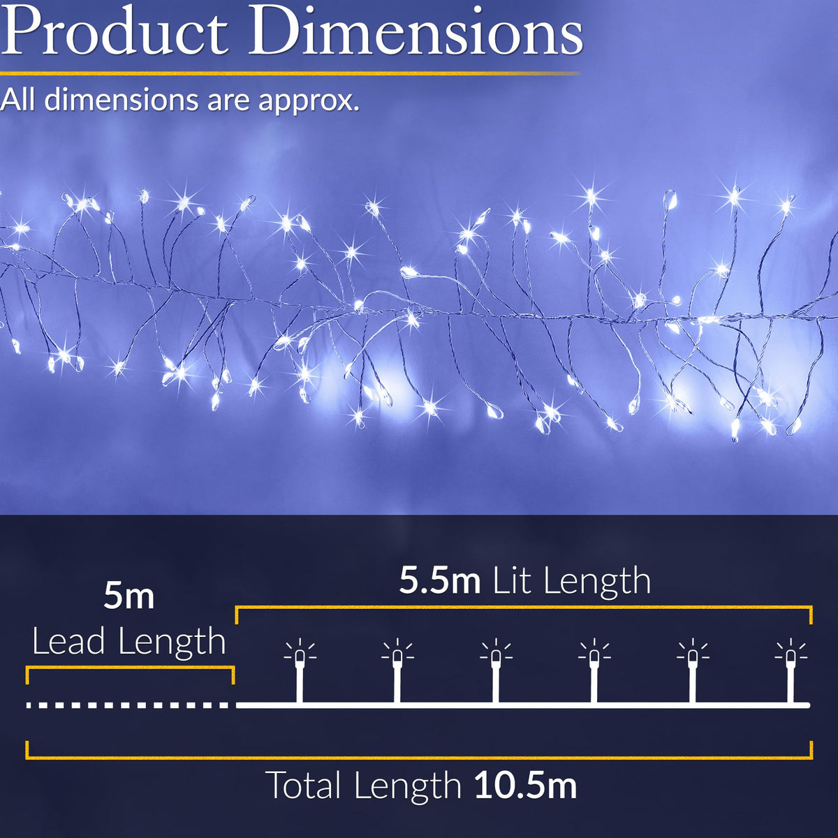 Christow Cluster Light Christmas Door Garland, 800 LEDs, Multi-Coloured