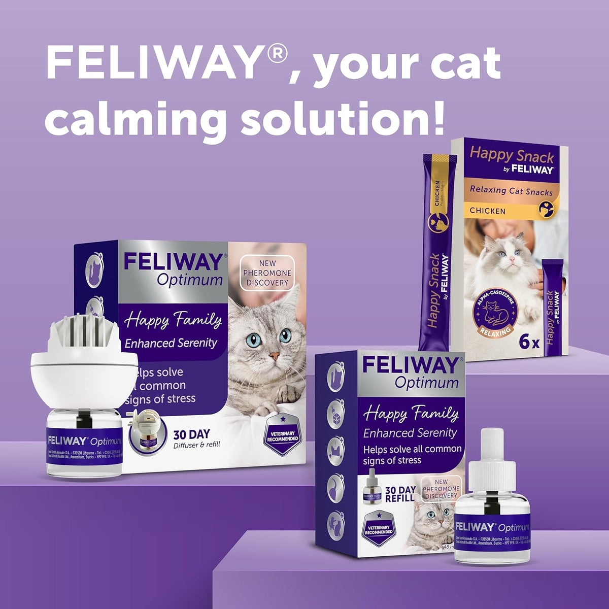Feliway Optimum Cat Calming Pheromone Plug-In Diffuser Refill, 1 Refill