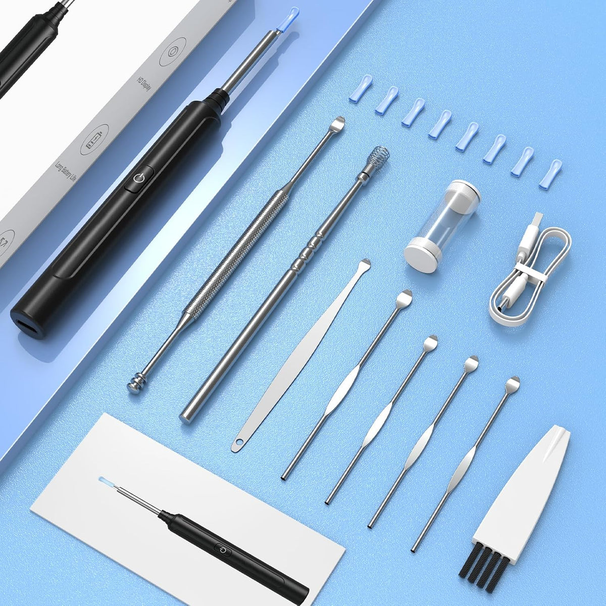 Ear Wax Removal Otoscope, WiFi 1920P Ear Cleaner Camera, 3.5mm Diameter Ear Cleaner, IP67 Waterproof Ear Camera with 6 LEDs for iPhone, iPad and Android Smartphones, Black
