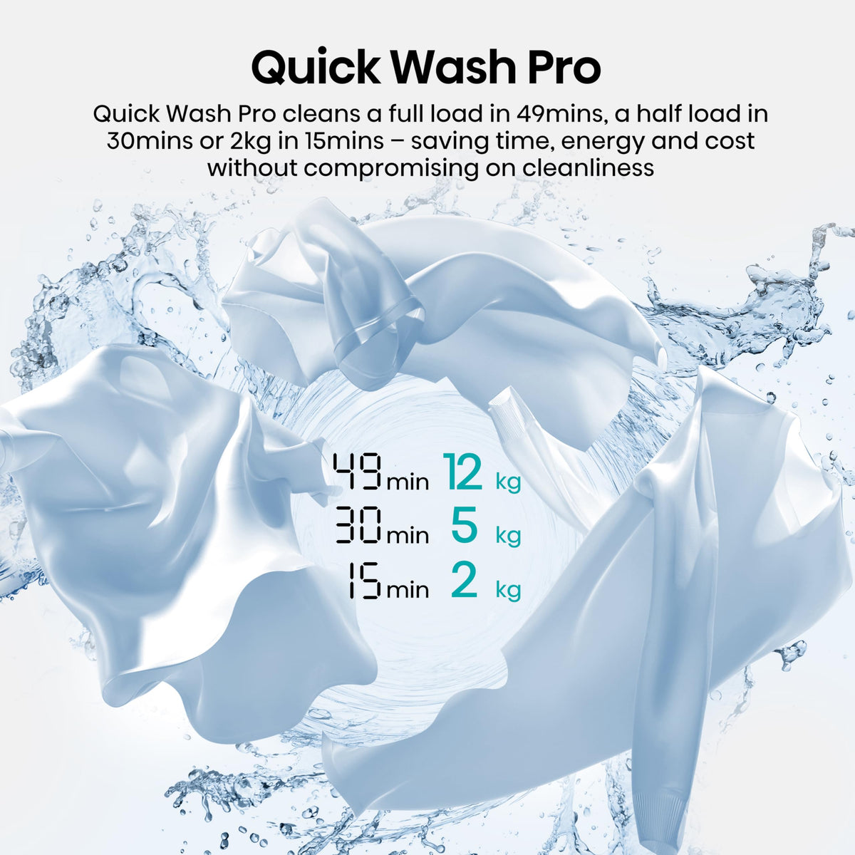 Hisense WF1G7021BW Freestanding 7 KG-Front Load Durable Inverter Washing Machine, Steam Wash-Quick Wash-15 Washing Programs-1200 RPM-White-Energy Rating B