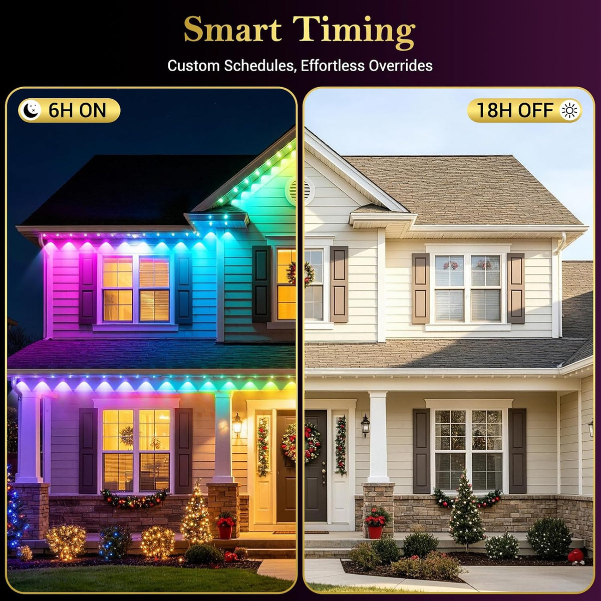 Permanent Outdoor Lights 30RGB,15M Smart Xmas Lights,Connectable