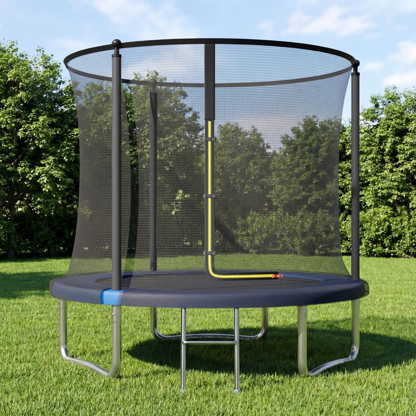 JUMMICO 12ft Outdoor Garden Trampoline with Safety Enclosure Net — 36 Galvanised Springs