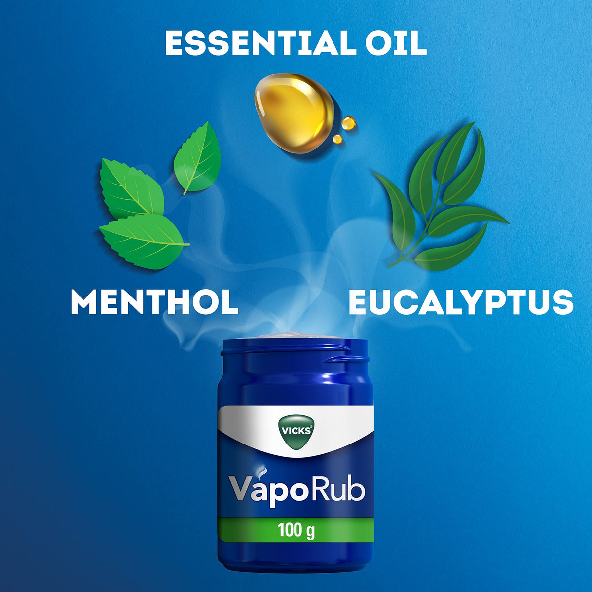 Vicks VapoRub 100 gr, Relief Of Cough Cold & Flu Like Symptoms, Relieves 4 Cold Symptoms: Nasal Catarrh, Nasal Congestion, Cough & Sore Throat, Helps You Sleep For Adults & Kids