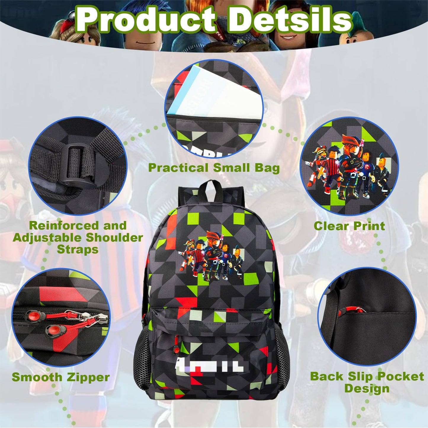 yumcute De-mn Backpack Kids, Teen Game School Bags, Children Primary Schoolbag, Children's School Backpack, 17 Inch Large Capacity Travel Rucksack Waterproof Boys Girls Book Bags for Aged 3-12 Years