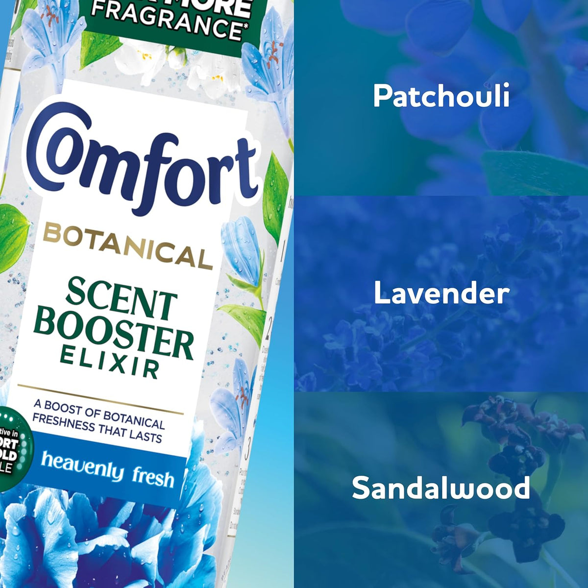 Comfort Botanical Heavenly Fresh Scent Booster Elixir up to 10x more fragrance* infuses laundry with long-lasting freshness 736 ml