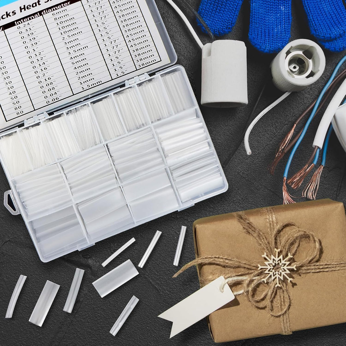 ASHINER Clear Heat Shrink Tubing Kit - 580Pcs EVA Material in 11 Sizes - Ideal for Electrical Insulation, Repairs, and Wire Connectors with User-Friendly Design and Storage Case