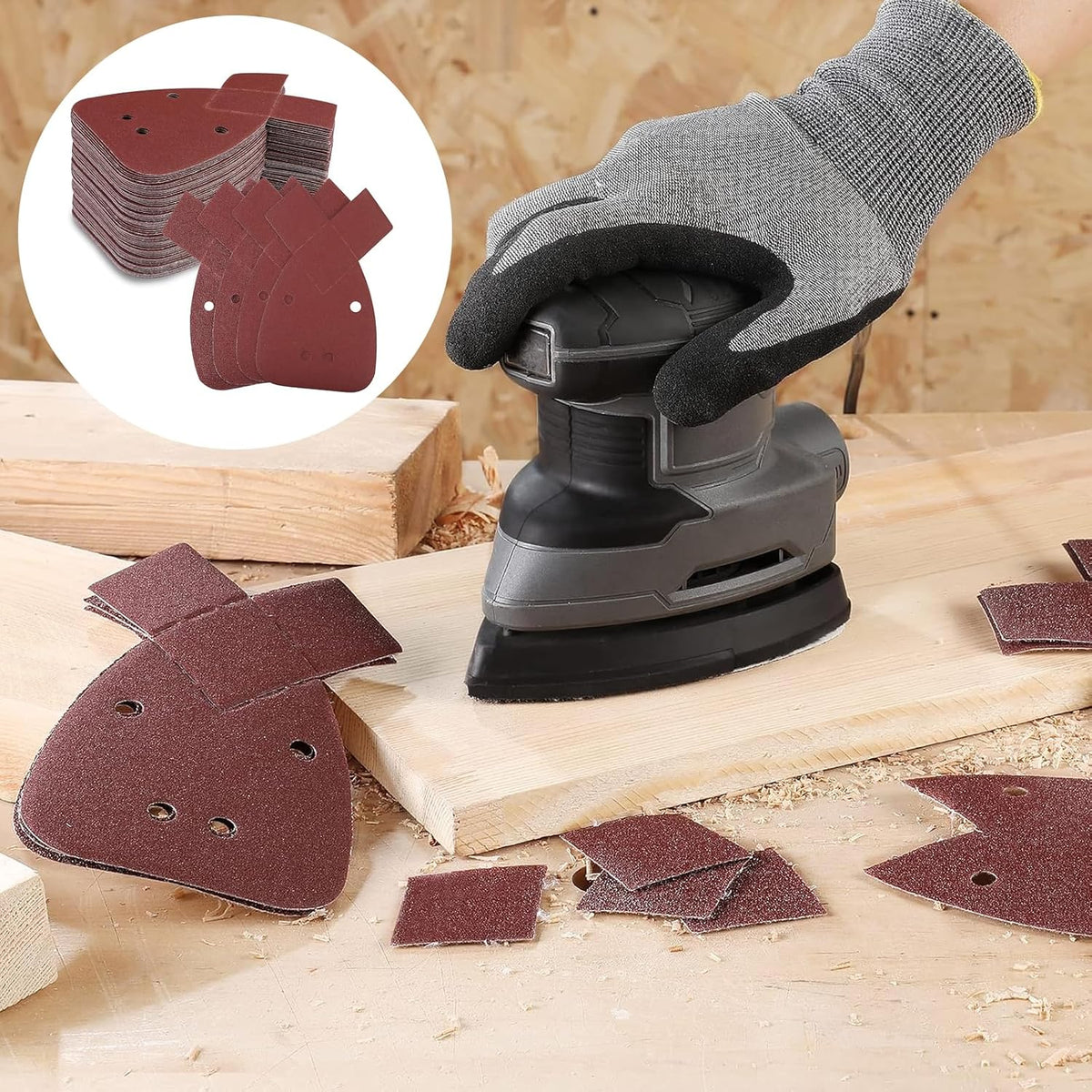 Black and Decker Mouse Sander Pads, 60 PCS Replacement Sanding Discs