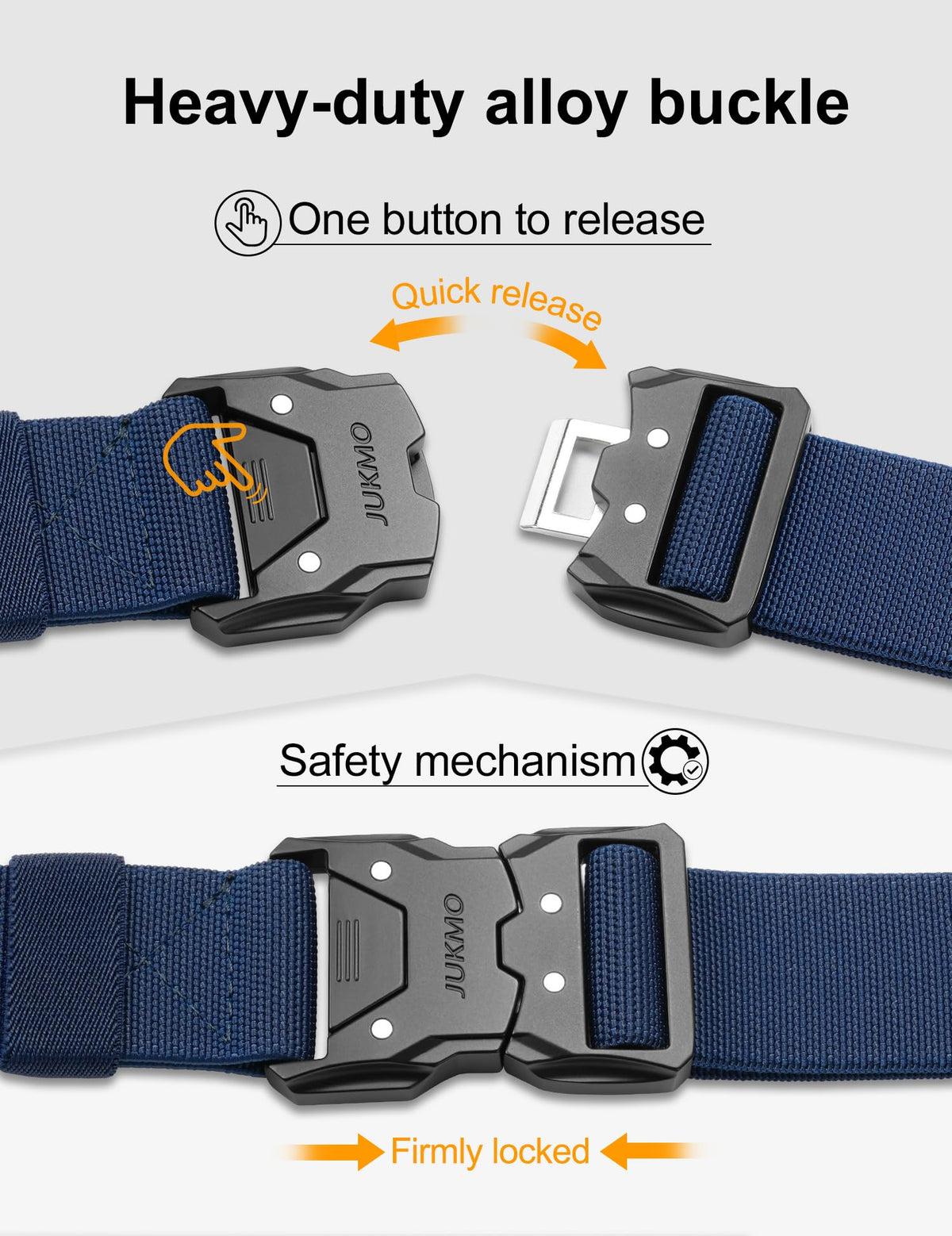 JUKMO Quick Release Tactical Belt, Military Work 1.5" Nylon Web Hiking Belt