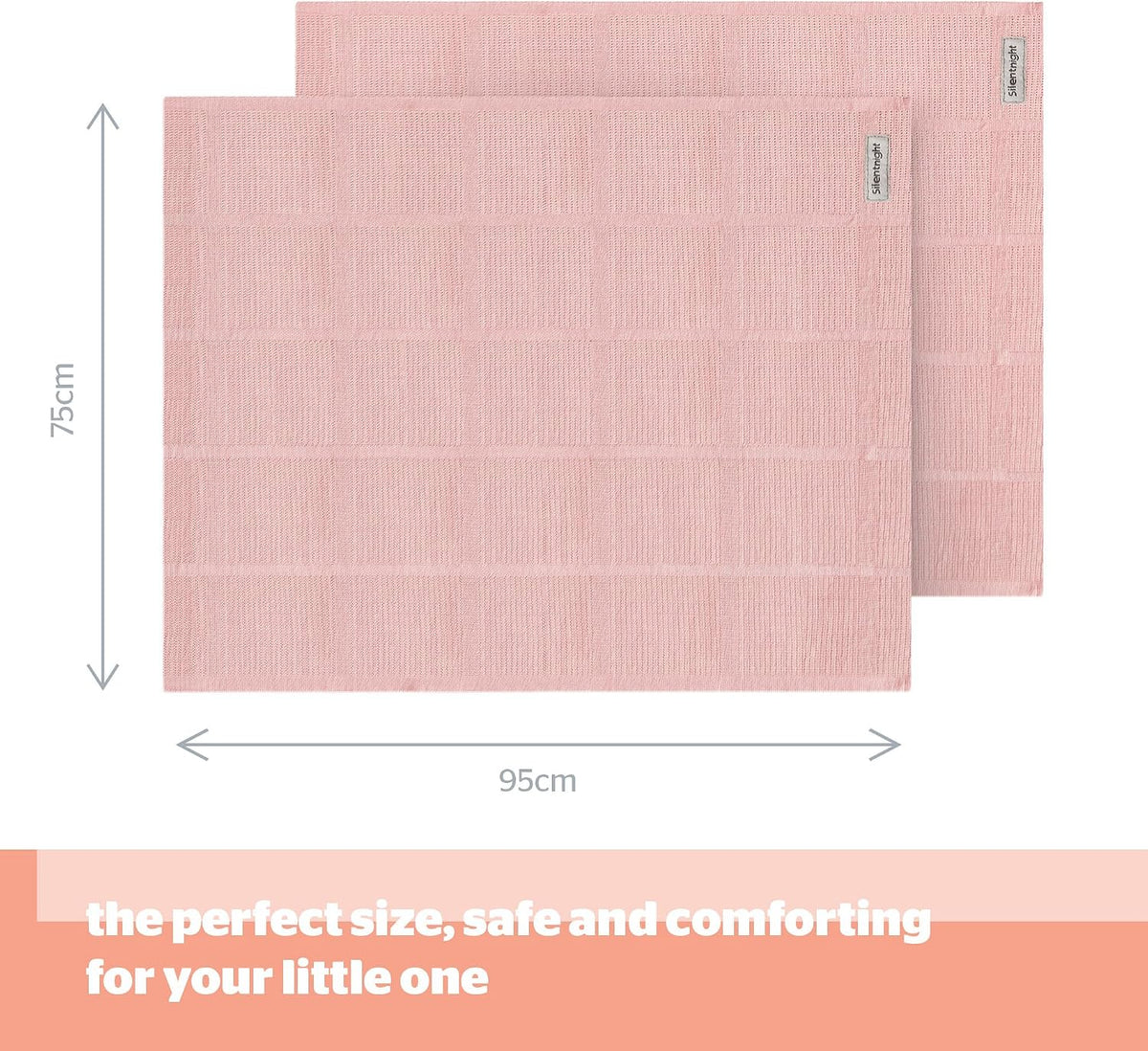 Silentnight Safe Nights Baby Blanket - Pack of 2 Soft 100% Cotton Cellular Baby Blanket for Newborn Ideal for Cot, Crib, Moses Basket and Pram - Baby Essentials - 2 Pack - Pink