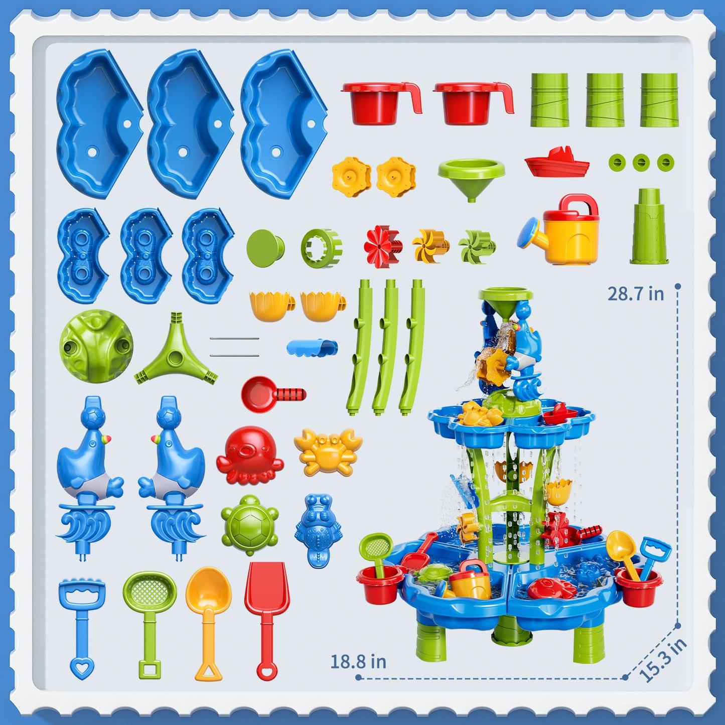 Ci Vetch Sand and Water Table for Toddlers 1-3, Kids Outdoor Activity Water Tables with Beach Fun Sand Toy, Summer Outside Toys Water Playset for Toddler Boys Girls Ages 2 3 4 5 6 7 8