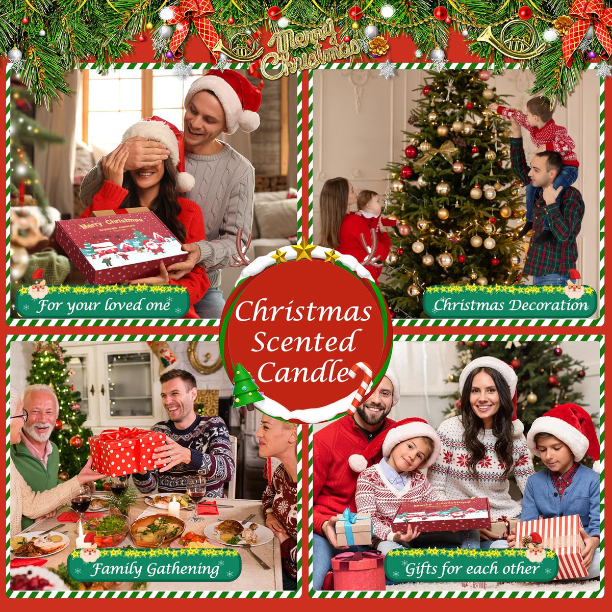 12PCS Christmas Candles Scented Candles, Aromatherapy Candle Gift Set for Women Candles for Home Scented for Her Scented Candles for Christmas,Birthday, Thanksgiving, Mother's Day