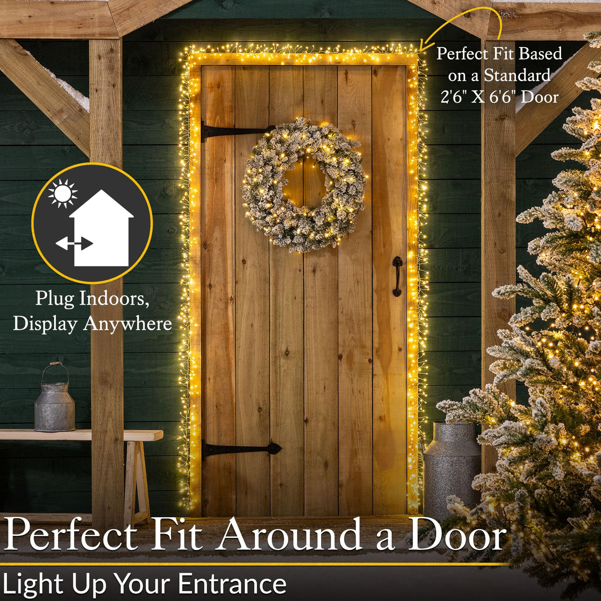 Christow Cluster Light Christmas Door Garland, 800 LEDs, Multi-Coloured