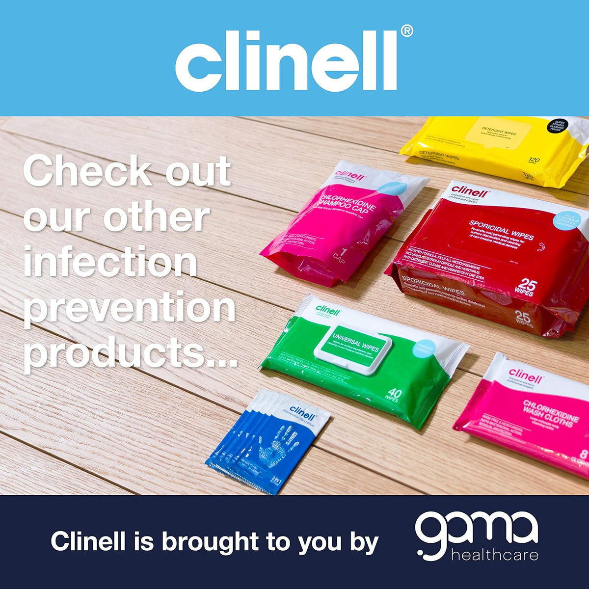 Clinell Universal Cleaning and Disinfectant Wipes - Pack of 6, 1200 Wipes - Multi Surface, Kills 99.99% of Germs, Quick Action, Green, Pleasant Fragrance