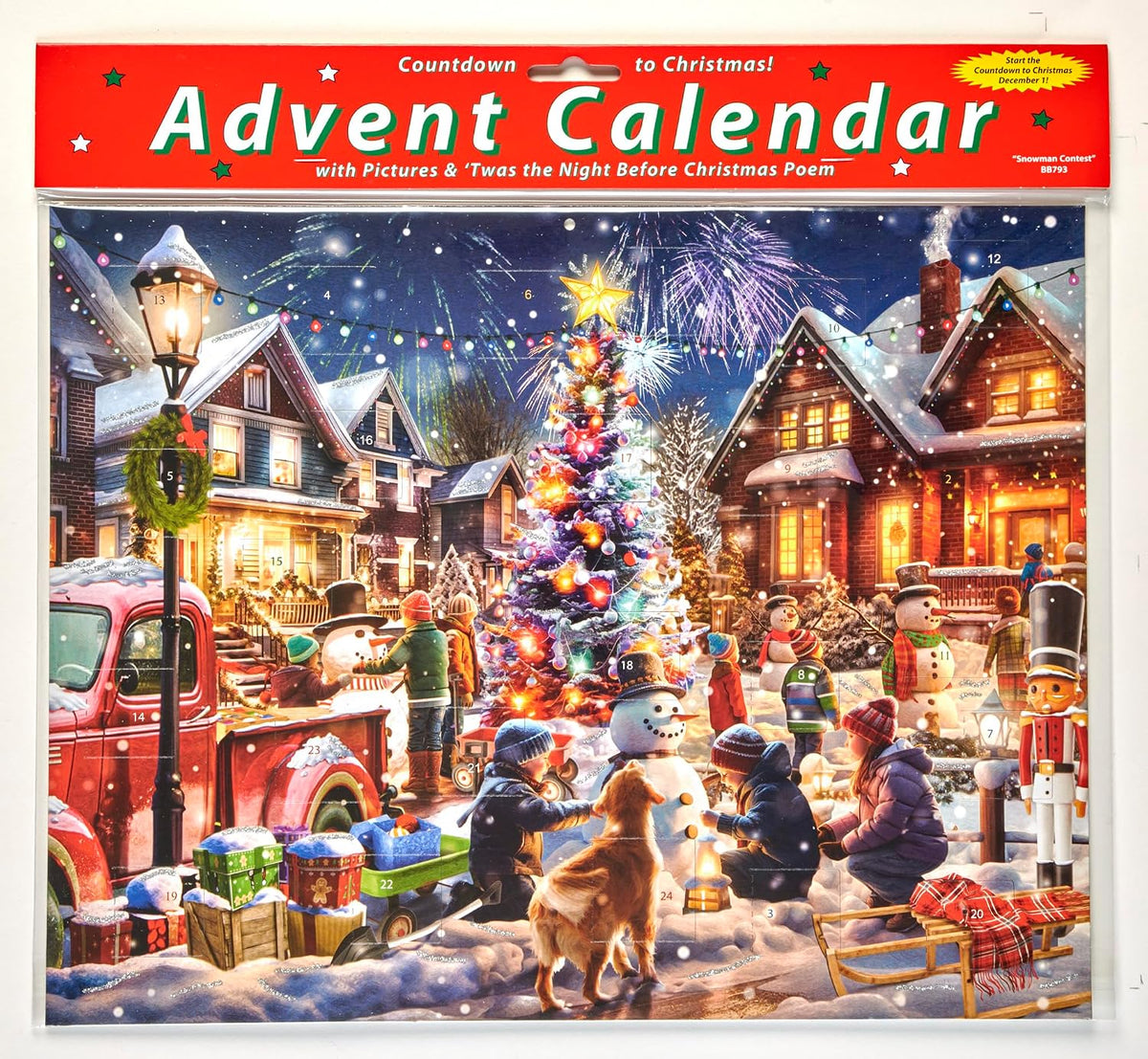 Snowman Contest Advent Calendar (Christmas Countdown Calendar) with Twas the Night Before Christmas Poem Vermont Christmas Company