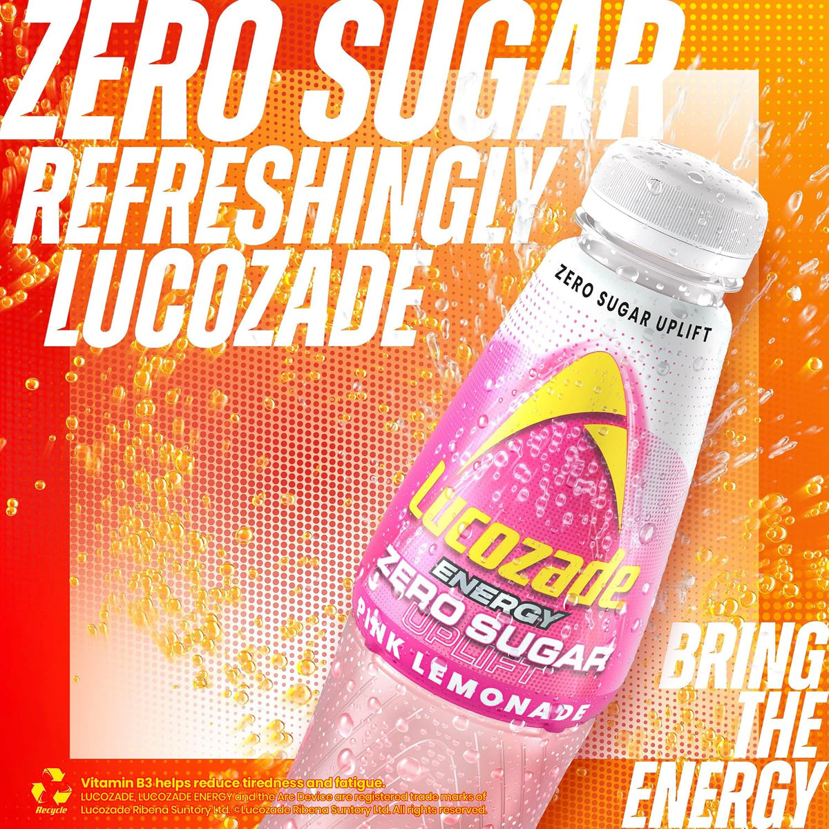 Lucozade Energy Zero Pink Lemonade 380ml (Pack of 4)