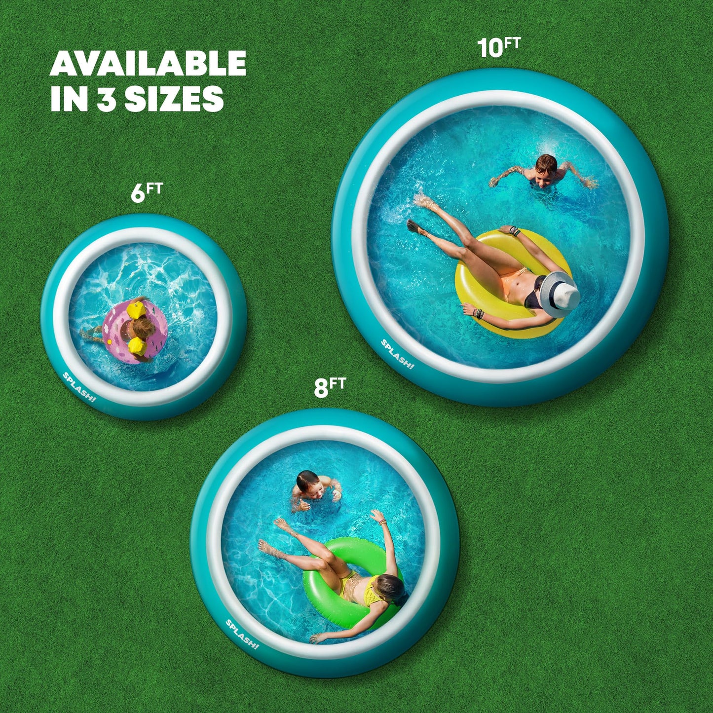 SPLASH! 6ft Inflatable Swimming Pool - Quick Set Inflatable Pool Garden with Double Vinyl Wall, Hose Adaptor, Safety Valve & Repair Patches - Outdoor Paddling Pool for Kids and Adults