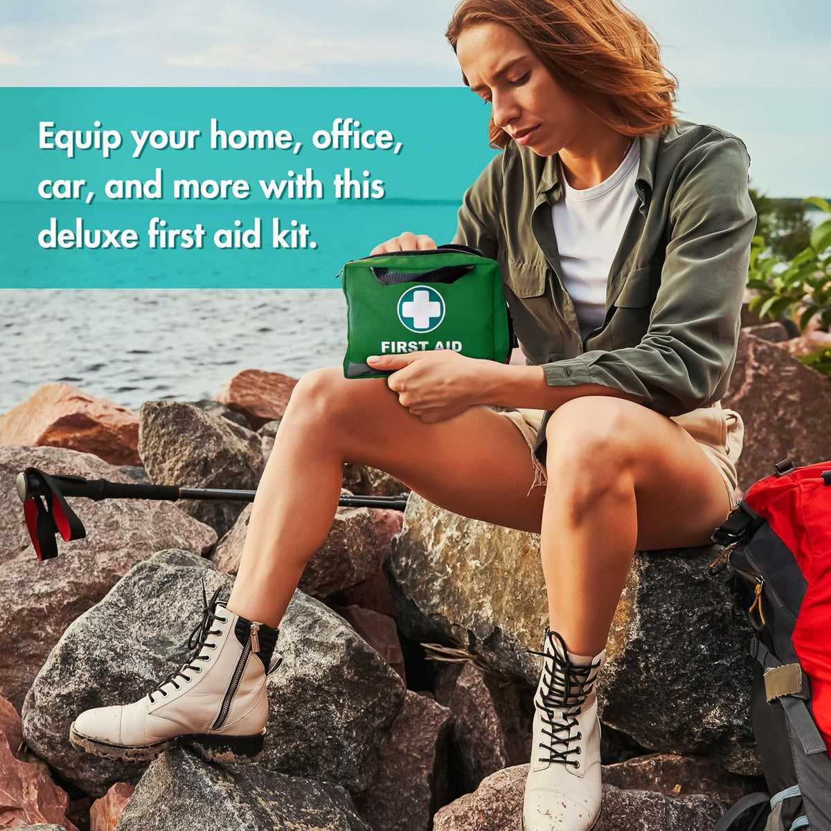 General Medi 210 Piece First Aid Kit- Emergency kit - Reflective Design - Includes Ice(Cold) Pack, Moleskin Pad and Emergency Blanket for Travel, Home, Office, Car, Workplace & Outdoor