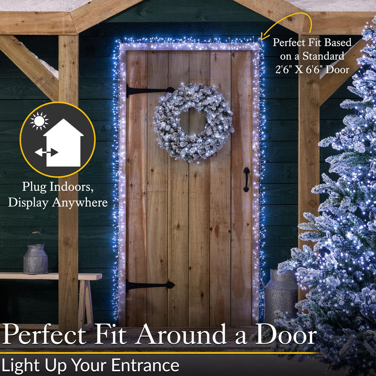 Christow Cluster Light Christmas Door Garland, 800 LEDs, Multi-Coloured