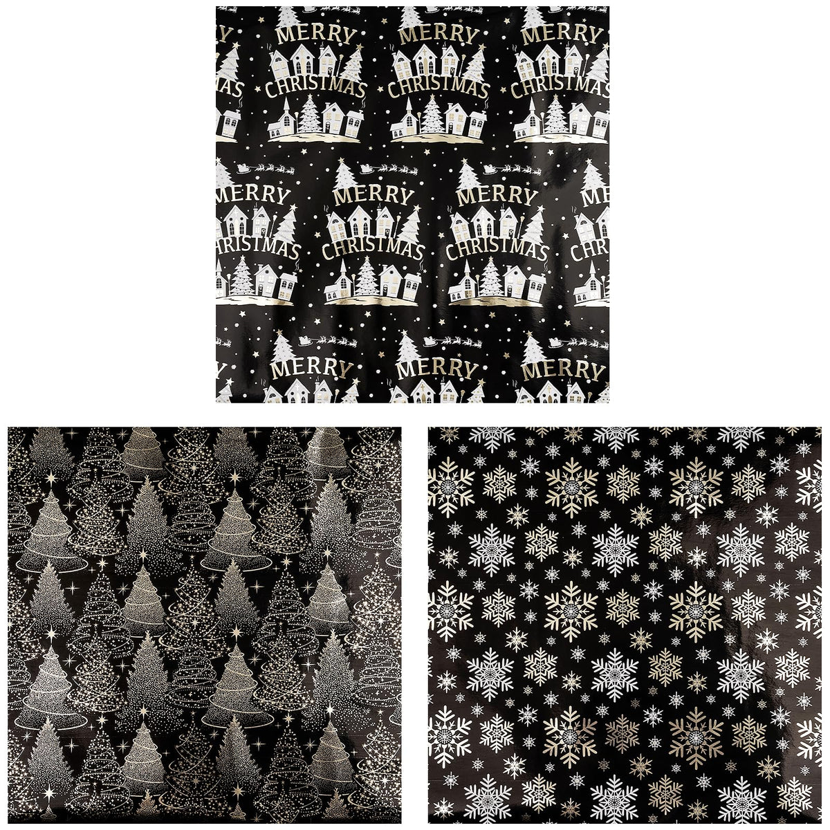 RUSPEPA Christmas Wrapping Paper Roll - Mini Roll - 3 Rolls - 43.2cm x 3m Per Roll - Bird, Christmas Garland, Holly and Pinecones Holiday Design with Metallic Foil Shine