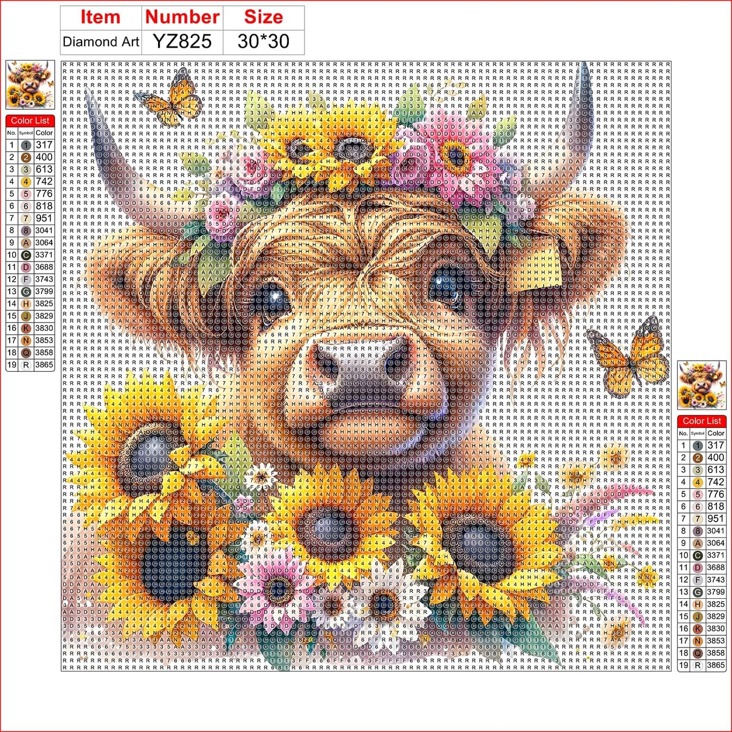 DPHERO Highlandcow Diamond Painting Kits for Beginners Adults,5D DIY Sunflowers Diamond Art Kits,Round Full Drill Butterfly Wildflowers Art Crafts,DIY Painting by Numbers for Home Wall Decor 12x12inch