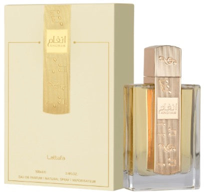 Angham by Lattafa 100ml – Unisex fragrance featuring Mandarin, Ginger, Praline, Cacao, Musk, Amber & Vanilla