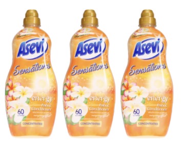 Asevi Sensations Laundry Conditioner, Concentrated Liquid Fabric Softener, Energy, 1.32L, 60 Washes - Pack of 3